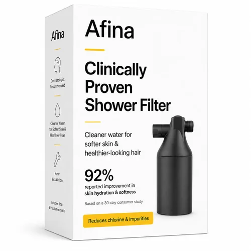 Filtro de ducha Afina para agua dura - Elimina el 99% del cloro, sustancias nocivas y metales pesados - Mejora tu piel y cabello (Negro) | Reduce la
