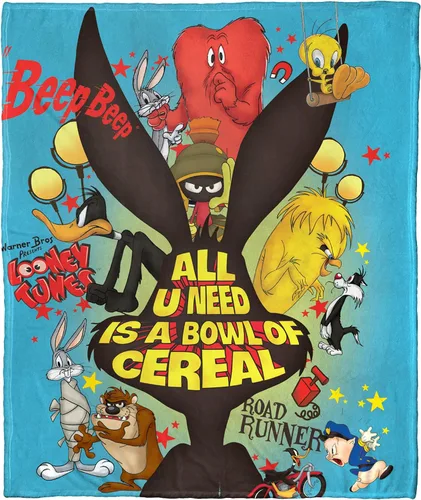 Northwest Looney Tunes - Manta de seda táctil, 50 x 60 pulgadas, cuenco de cereales