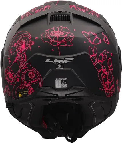 Miniatura 5 de Cascos LS2 Advant II - Casco modular para motocicleta con protector solar (Negro mate Sophia/Rosa - Talla L)