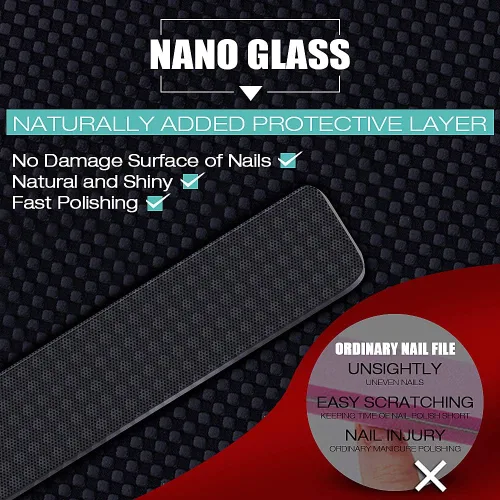 Miniatura 4 de Lima de uñas de cristal, 2 unidades de brillo de uñas de vidrio mejorado para uñas naturales, nano pulidor de uñas con estuche, kit de herramientas