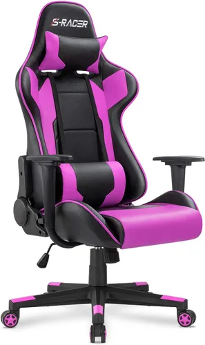 Miniatura 9 de Homall Silla de juegos, silla de oficina con respaldo alto, silla de computadora de cuero, silla de escritorio racing ejecutiva, ergonómica, Negro
