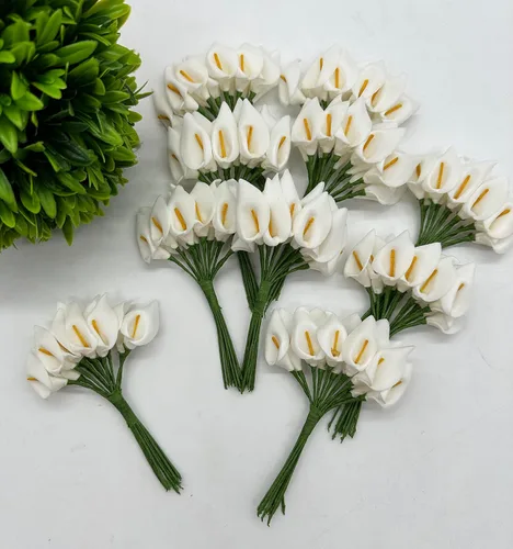 Miniatura 2 de RBN Mini cabezas artificiales de lirio de cala, ramo de flores falsas, manualidades, álbumes de recortes, jardín, boda, bricolaje, guirnalda