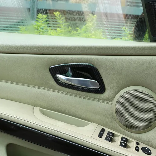 Miniatura 5 de YIWANG ABS cromo puerta interior de coche cubierta cubierta 4 unids para BMW E90 3 serie 2005-2012 Auto Accesorios (fibra de carbono)