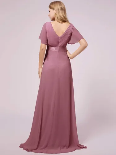Miniatura 2 de Ever-Pretty Womens Chiffon V-Neck A-line Ruched Summer Maternity Dresses with Sleeves 09890-USA