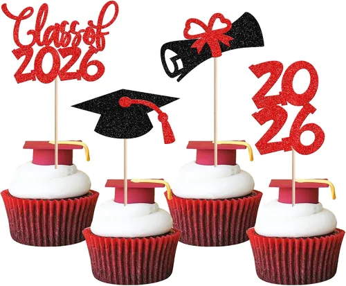 Miniatura 48 de 1 pieza de decoración para pastel de clase 2025 con purpurina, tapa de graduación 2025, decoración de pastel de felicitaciones para 2025, decoración