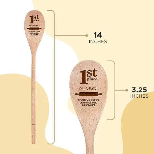 Miniatura 7 de Juego de 3 cucharas de cocina de 14 pulgadas con grabado personalizado en Estados Unidos, utensilios de cocina de madera, Chili Cook Off Showcase
