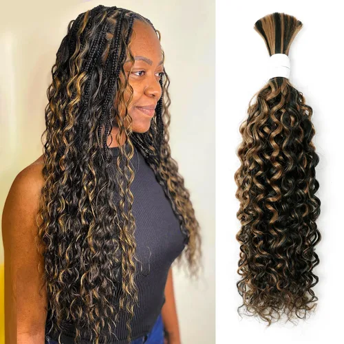 Miniatura 21 de Liqusee Cabello Humano para Trenzar 3.53 oz Un Paquete 14 Pulgadas Negro Natural Ondulado Rizado a Granel Cabello Humano para Trenzar Sin Trama 100%