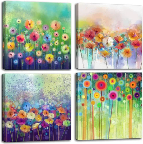 Miniatura 16 de dgbtcart Arte de Pared Mandala para Decoración de Baño, Arte Boho Cuadros Florales Impresiones de Pinturas para Decoración de Sala de Estar - Panel