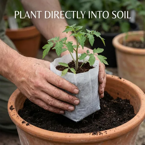 Miniatura 5 de gardtree Bolsas para vivero de plantas de 7.8" x 8.6" 100 unidades, bolsas de cultivo de plantas biodegradables de tela no tejida, macetas Blanco