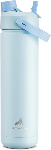 Miniatura 16 de POWCAN - Botella de agua térmica 2 en 1, sorbete y tapa con boquilla, antifugas, acero inoxidable sin BPA, apta portavasos automóvil, bebida fría 24