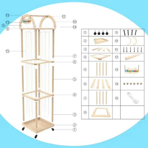 Miniatura 8 de Organizador grande de almacenamiento de animales de peluche, 61 pulgadas de alto de madera de alta calidad, lindo soporte para juguetes de zoológico