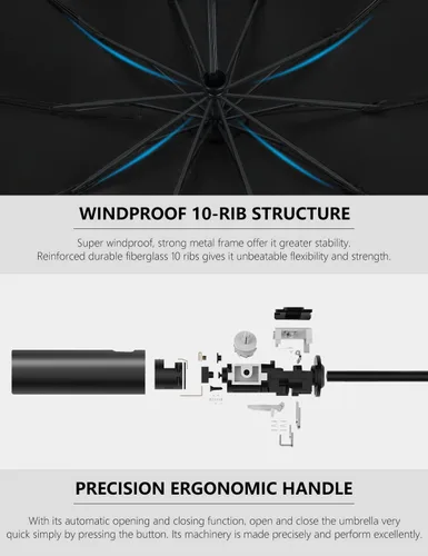 Miniatura 6 de XIXVON Umbrella Pro UPF 50+ 99% UV Protection, Reflective Safety Strip, Sturdy Windproof, Travel Portable, Automatic Reverse Folding Umbrella