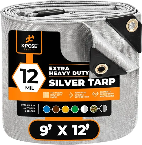 Miniatura 208 de Lona protectora Xpose Safety multiusos, de poliéster blanco, resistente, resistente al agua, resistente a la intemperie, resistente a rasguños