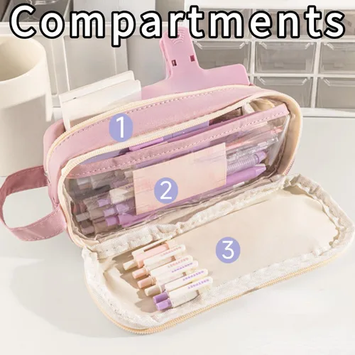 Miniatura 3 de Estuche de lápices de gran capacidad de 5 compartimentos, estuche grande para lápices, bolsa de bolígrafos, caja de lápices, organizador