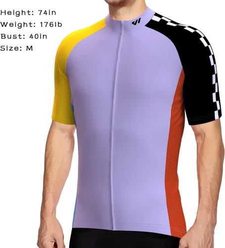 Miniatura 2 de Maillot de ciclismo para hombre, manga cortalarga, camisas de ciclismo con cremallera completa con bolsillos, ropa de bicicleta de carretera