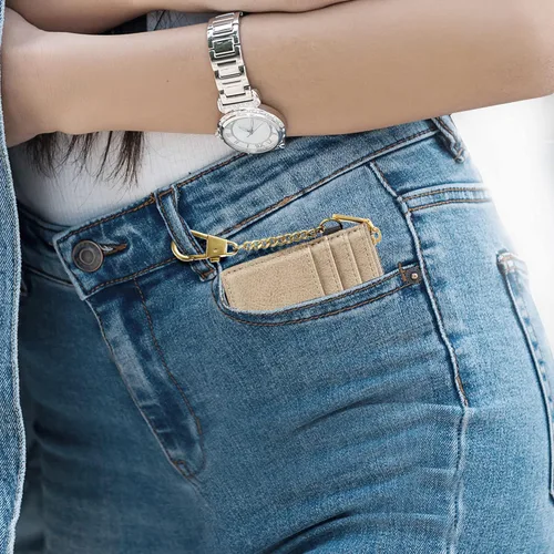 Miniatura 35 de SEAVILIA Tarjetero llavero cartera para mujer con ventana de identificación RFID monedero regalo abeja delgada minimalista pequeña cartera