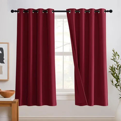Miniatura 36 de RYB HOME 3 en 1 insonorizadas - oscurecedoras - cortinas de lino con aislamiento, cortinas de ahorro de energía con bloqueo de ruido para Lino blanco