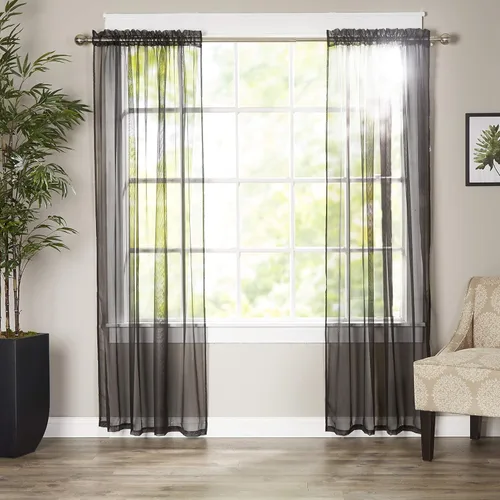 Miniatura 19 de Elegant Comfort - Cortinas transparentes de lujo con bolsillo para barra para cocina, dormitorio y sala de estar, Microfibra, Beige