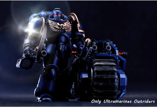 Miniatura 5 de YIZRIO JoyToy Warhammer 40K Figura de acción 1:18 Ultramarines Moto Outriders Modelo de Vehículo Juguete a juego