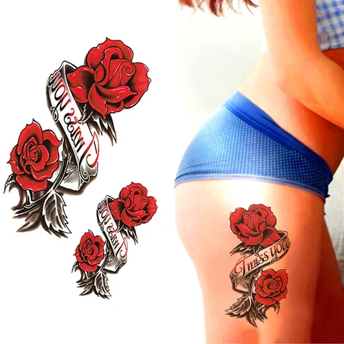 Miniatura 6 de Yesallwas 4 hojas de tatuajes temporales grandes para mujeres y niñas, modelos, impermeables, de larga duración, arte corporal, maquillaje, tatuajes