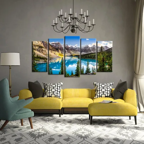 Miniatura 2 de KREATIVE ARTS - 5 impresiones en lienzo de arte para pared, imágenes de paisaje de Canadá Moraine Lake y Montañas Rocosas, pintura en lienzo