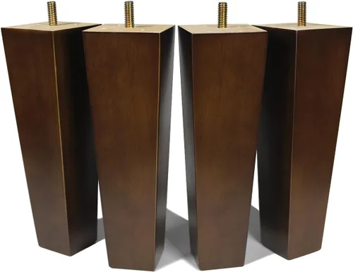 Patas de madera para muebles de 8 pulgadas, juego de 4 patas cuadradas de repuesto, color marrón, para sillón otomano, sillón reclinable, mesa