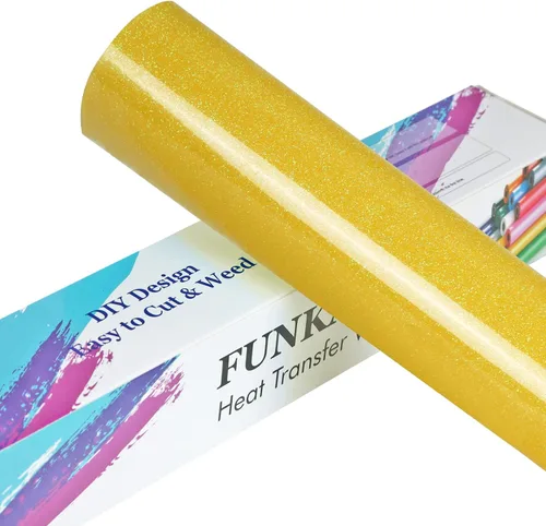 Miniatura 10 de FUNKAKA Rollos de vinilo de transferencia de calor HTV negro con purpurina, vinilo de poliuretano para planchar de 12 pulgadas x 25 pies