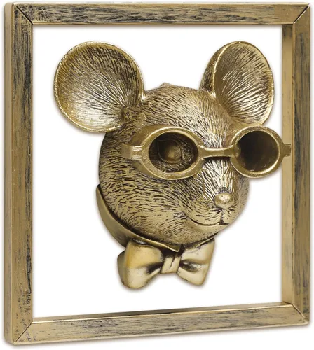Miniatura 15 de Newinhome Paquete de 5 cabezas de animales para decoración de pared (marco de metal de regalo), esculturas de animales de resina, decoración