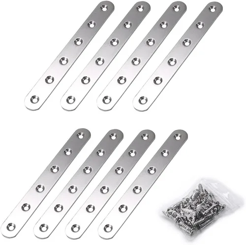Miniatura 9 de Sumnacon 8 placas planas de acero inoxidable – Placa de reparación resistente de 4 pulgadas, soportes de esquina recta, conectores de reparación