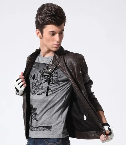 Miniatura 3 de CHOUYATOU - Chaqueta de piel sintética para hombre