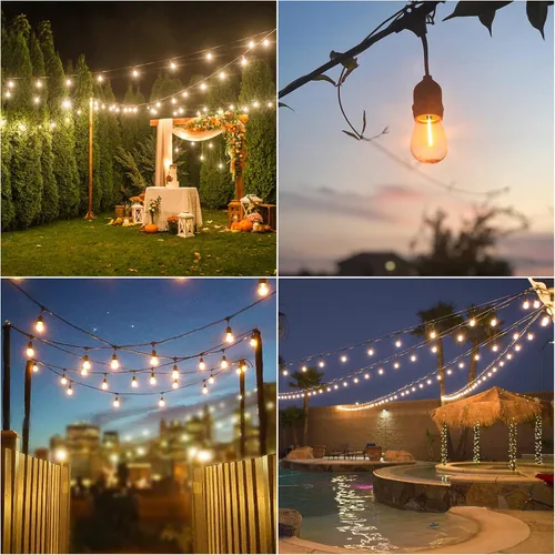 Miniatura 8 de ZJOJO Tira de luces solares para exteriores, impermeables, de 100 pies, luces solares para exteriores con 30+2 bombillas inastillables IP65, luces