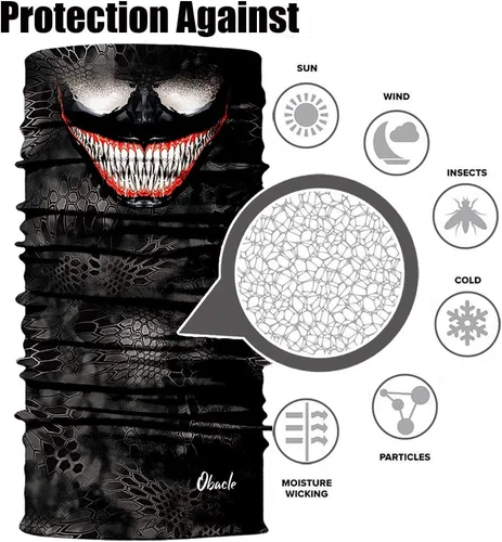 Miniatura 8 de Obacle - Máscara facial con diseño de animal y sin costuras para protección contra el sol, el polvo y el viento, bandana para hombres y mujeres