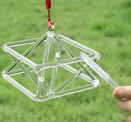 Miniatura 6 de [Con estuche de transporte] Pirámide de Merkaba de cristal de cuarzo ópticamente transparente para meditación de curación de sonido, instrumento