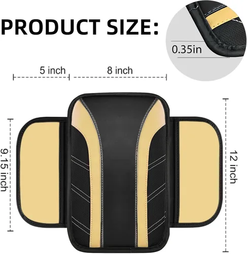 Miniatura 5 de NBTEPEM Juego de 6 accesorios de automóvil beige, funda de cuero deportivo para volante de 14.5 a 15 pulgadas, universal, funda de cuero