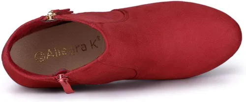Miniatura 5 de Allegra K Botines de tacón grueso con cremallera lateral y plataforma baja para mujer