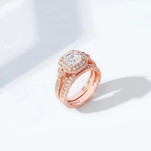 Miniatura 38 de Amazon Essentials Anillo antiguo de plata de ley chapada en platino o oro con circonita cúbica de elementos infinitos de corte Asscher