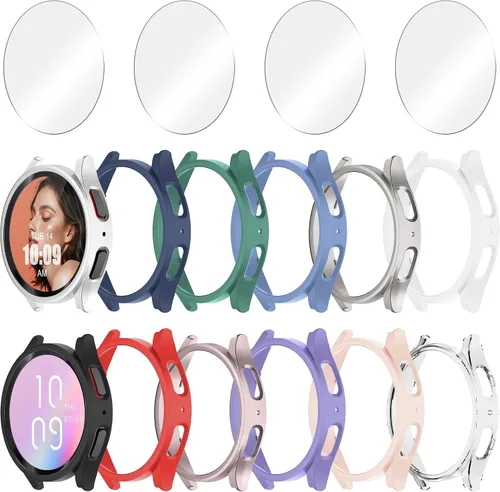 Miniatura 8 de Paquete de 12+4 Fundas para Samsung Galaxy Watch FE/5/4 de 40 mm con Protector de Pantalla de Vidrio Templado, Funda Protectora Resistente a