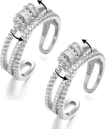 LIU JUN Jansio Threanic Triple-Spin Ring, Magnetic Zircon Shaping Cross Full Moissanite Spinner Fidget Rings to My Daughter Open Anti Anxiety