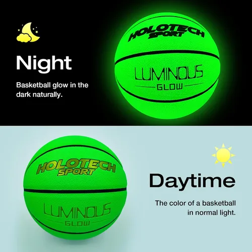 Miniatura 2 de Basketball Glow in The Dark, Cool Glowing Luminous Leather Basketball Indoor Outdoor Size 7/6/5 for Men, Women, Teenager (with Pump)