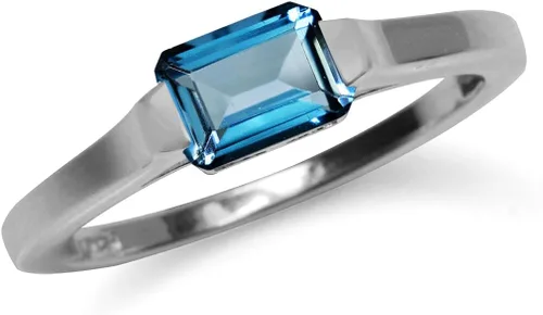 Silvershake Half Bezel Set Octagon Shape White Gold Plated 925 Sterling Silver Minimalist Solitaire Birthstone Promise Ring Jewelry for Women