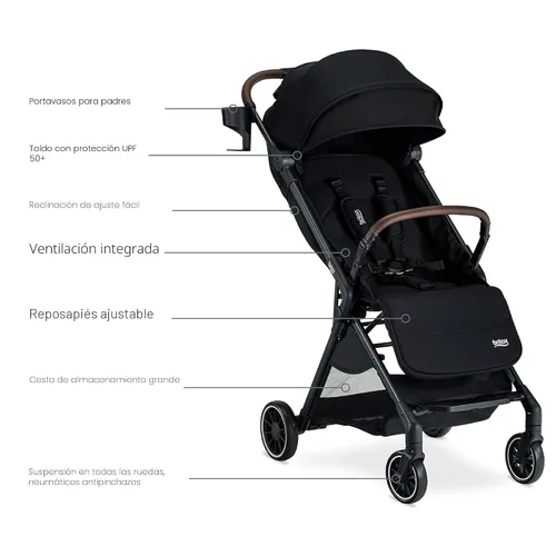 Miniatura 9 de Britax Juniper - Cochecito compacto para llevar, sistema Fastpack sin esfuerzo con RapidFold de una sola mano, portátil y ligero para viajes, asa