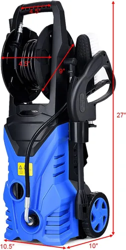 Miniatura 7 de Happygrill Lavadora a presión eléctrica, 2030PSI 1.6GPM máquina pulverizadora de alta presión con manguera de 16.5 pies, cepillo de lavado, botella