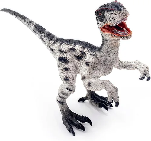 Miniatura 3 de Figura de velociraptor de juguete de dinosaurio con mandíbula y manos móviles, figura de acción de Raptor con detalle de regalo y colección Dinos