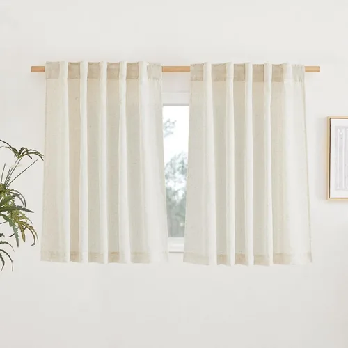 Miniatura 12 de NICETOWN Cortinas de lino grueso para dormitorio, privacidad añadida, bolsillo para barra y pestaña trasera, no se transparentan, mezcla de lino