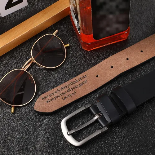 Miniatura 4 de Cinturón para hombre de regalo para marido, cinturones personalizados para hombres, regalo de cuero grabado para él, cumpleaños, aniversario, boda
