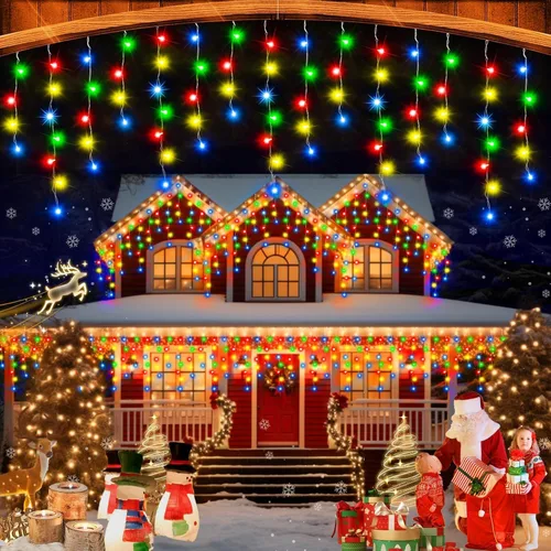 Miniatura 24 de FLVOECN 480 luces LED de Navidad de 49 pies, enchufables, 8 modos con temporizador, luces de hielo regulables, para exteriores, impermeables