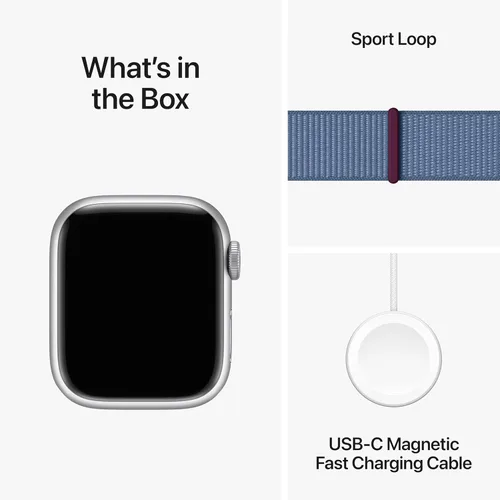Miniatura 6 de Apple Watch Series 9 [GPS 41mm] Smartwatch con caja de aluminio plateado con correa deportiva Winter Blue de una talla. Rastreador de fitness, Caja