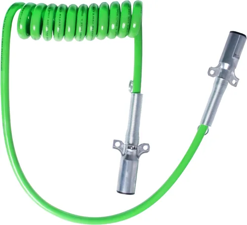 Cable de Alimentación Eléctrica ABS de 7 Vías 12 Pies Verde Enrollado en Espiral Coleta Cables de Alimentación Enrollados Cable Resistente Cable de