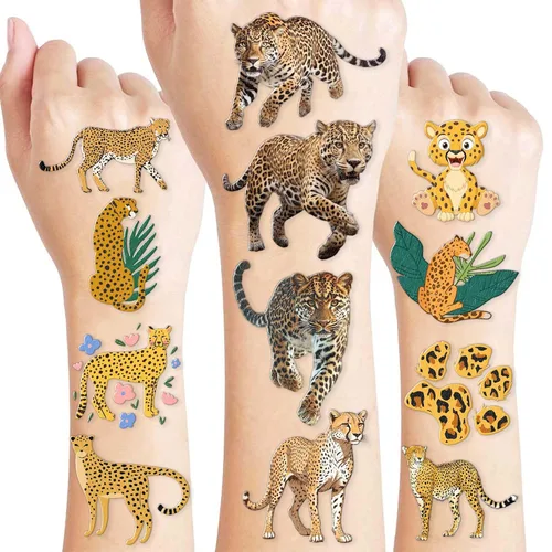 8 hojas (96 piezas) tatuajes temporales de selva temática de selva, suministros de fiesta de cumpleaños, regalos, decoraciones de tatuajes para