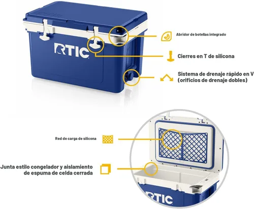 Miniatura 3 de RTIC Enfriador duro ultraligero de 32 cuartos de galón, baúl de hielo portátil aislado de 13 libras, capacidad de 48 latas, retención de hielo de 5